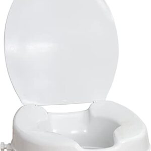 4" Elongated Standard Raised Toilet Seat Clamp On with Lid, By Drive Medical