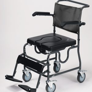 4-Way Padded Steel Commode Chair with Wheels | Mobb