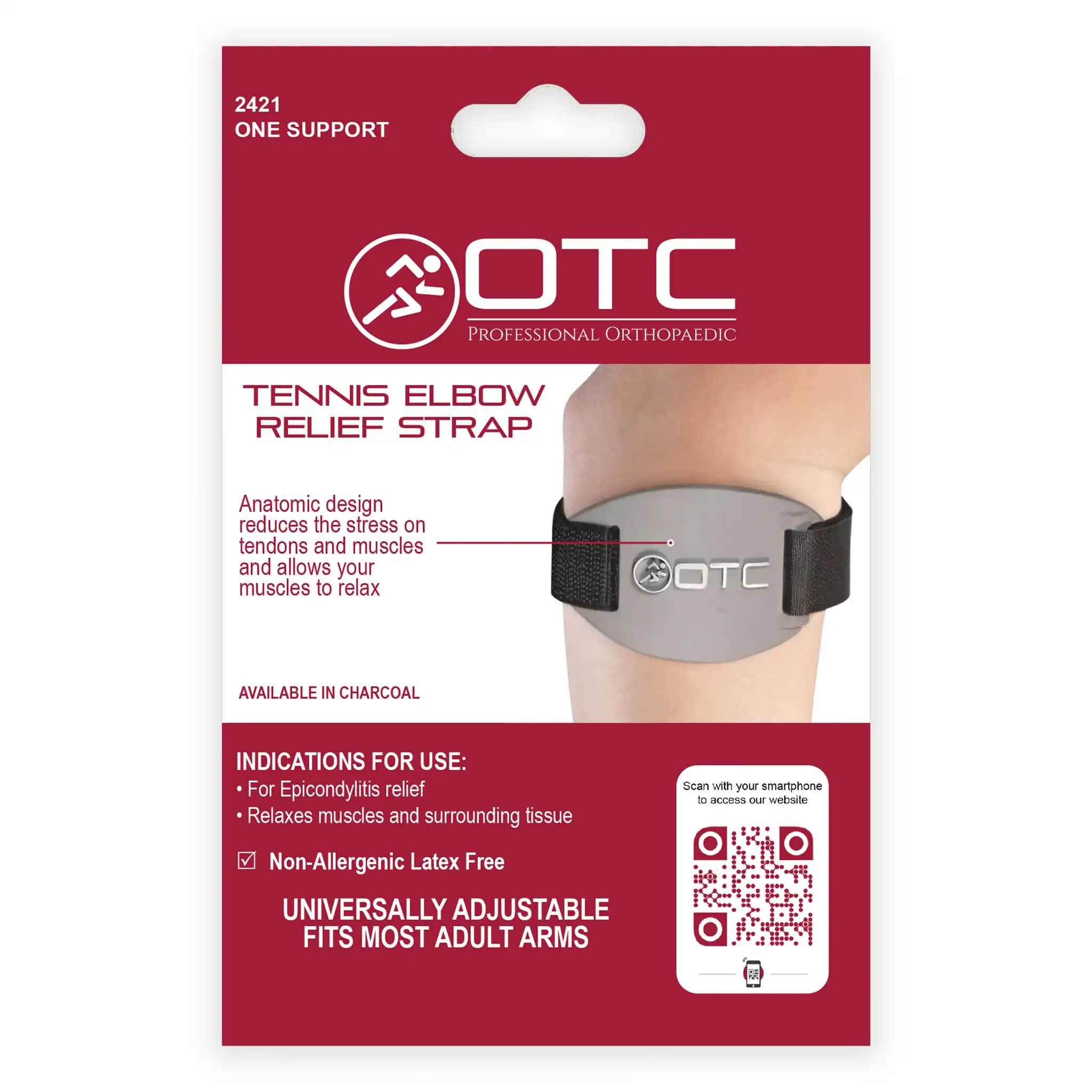 OTC Tennis Elbow Relief Strap for arm support and pain relief.