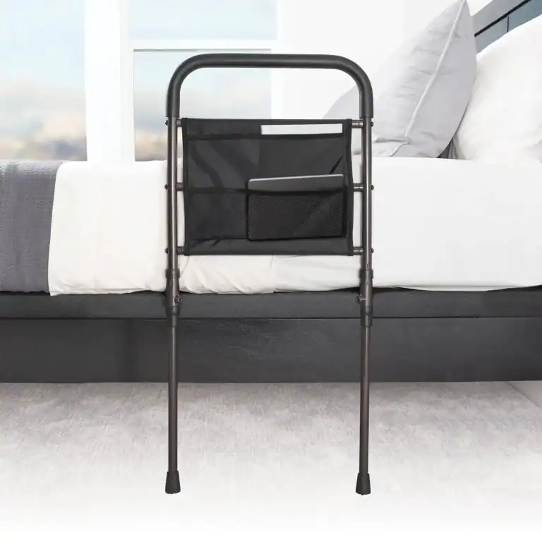 Stander Wonder Stable Rail for mobility support in bedroom.