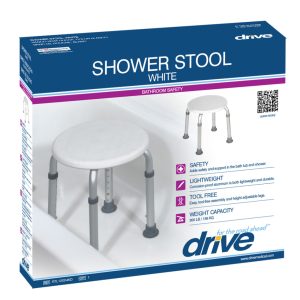 Round Adjustable Height Bath Stool, By Drive Medical