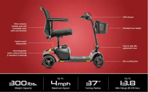 Pride Elite Traveller 2 - 4 Wheel Lightweight Portable Mobility Scooter | Pride Mobility - Image 3