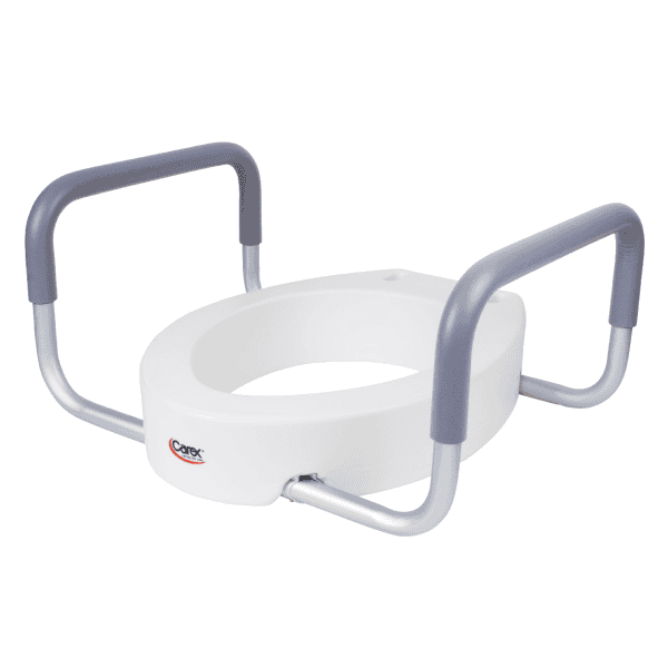 3.5” Elongated Raised Toilet Seat With Handles, by Carex