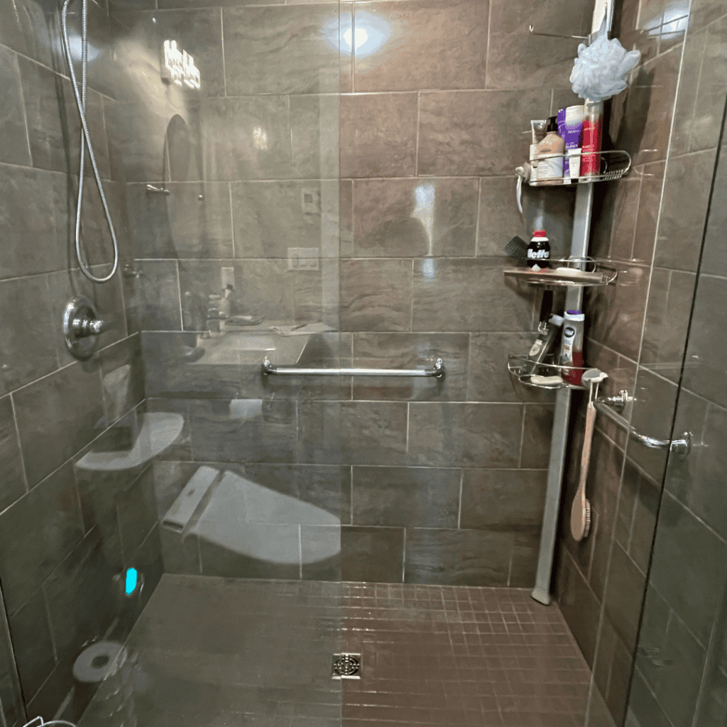 grab bar installed in a shower