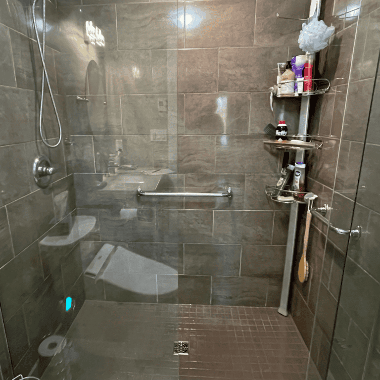 grab bar installed in a shower