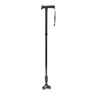 Walking cane with adjustable height and ergonomic handle for mobility support.