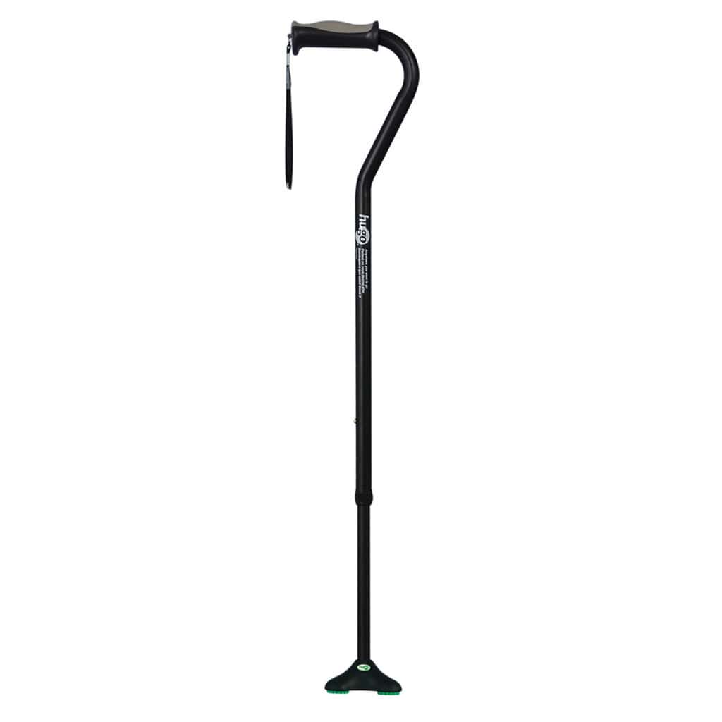 Hugo Ergonomic Offset Handle Cane with QuadPod Tip