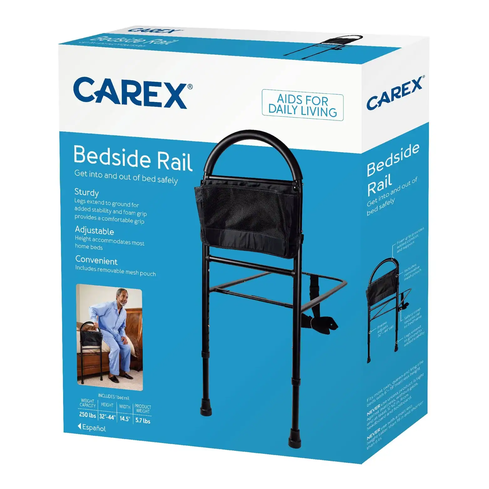 Carex Bedside Rail for added safety and support at home.